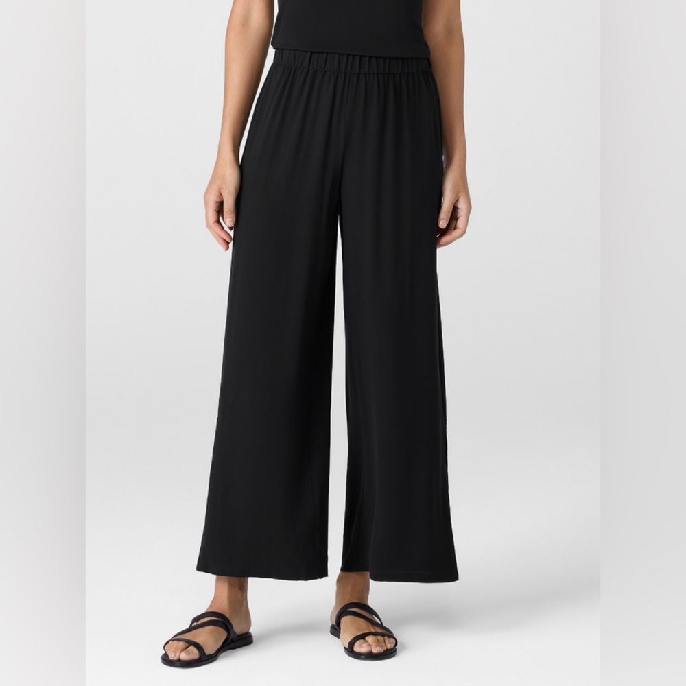 NWT Eileen Fisher Silk Georgette Crepe Pant with Slits